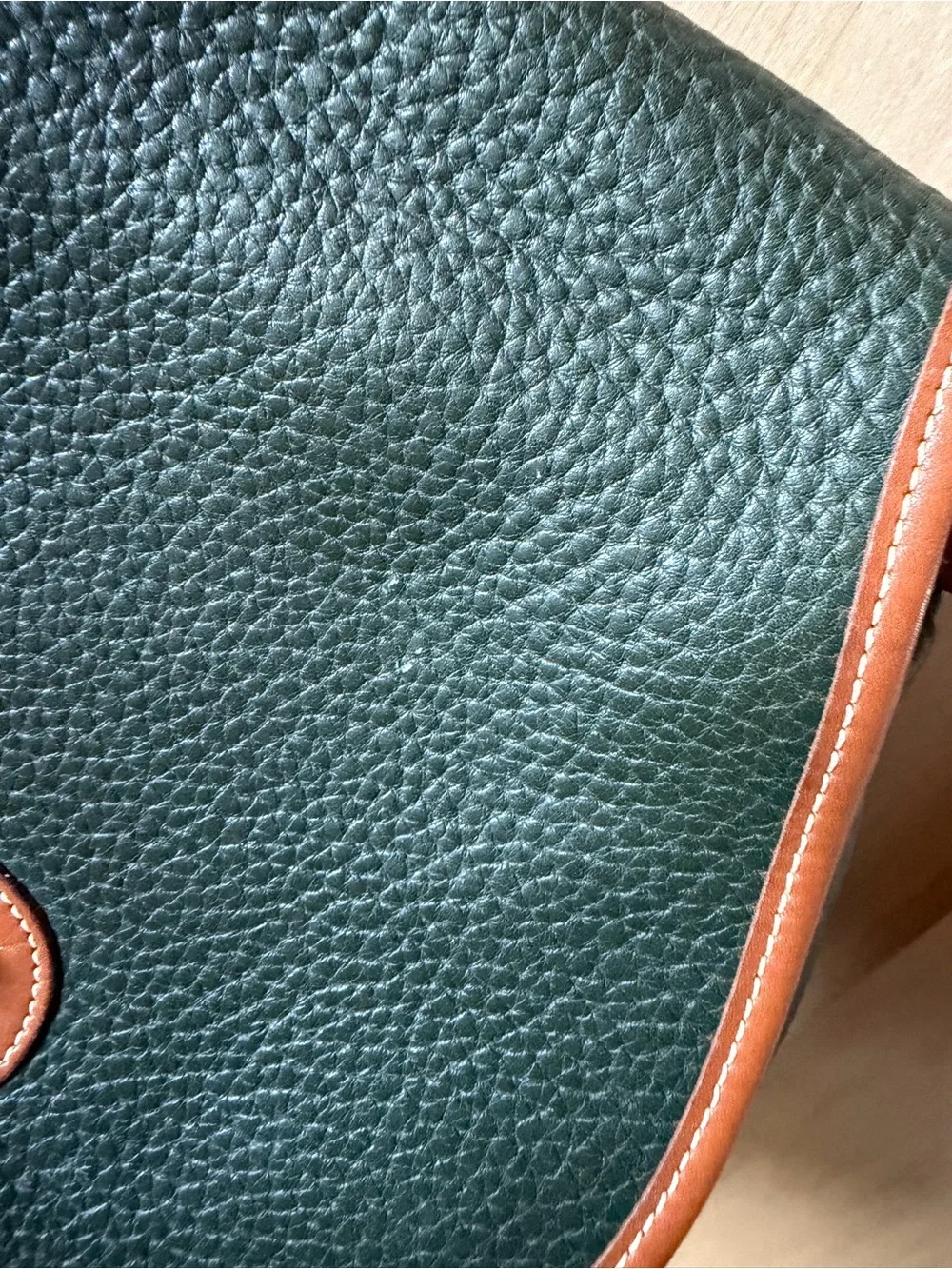 Dooney & Bourke Forrest Green Pebbled Leather Crossbody with Brown Trim